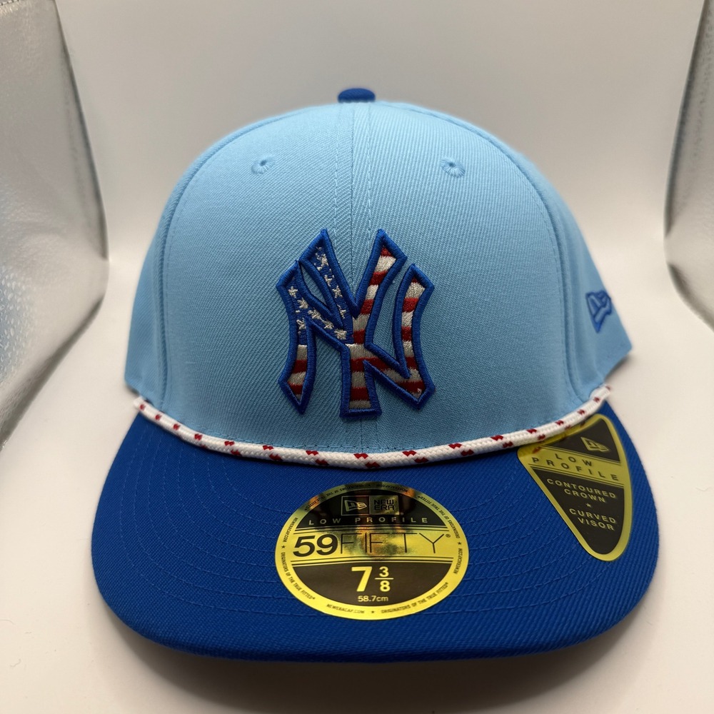New Era 59FIFTY Low Profile NY Yankees July 4th Fitted Hat 7 3/8 Light Blue